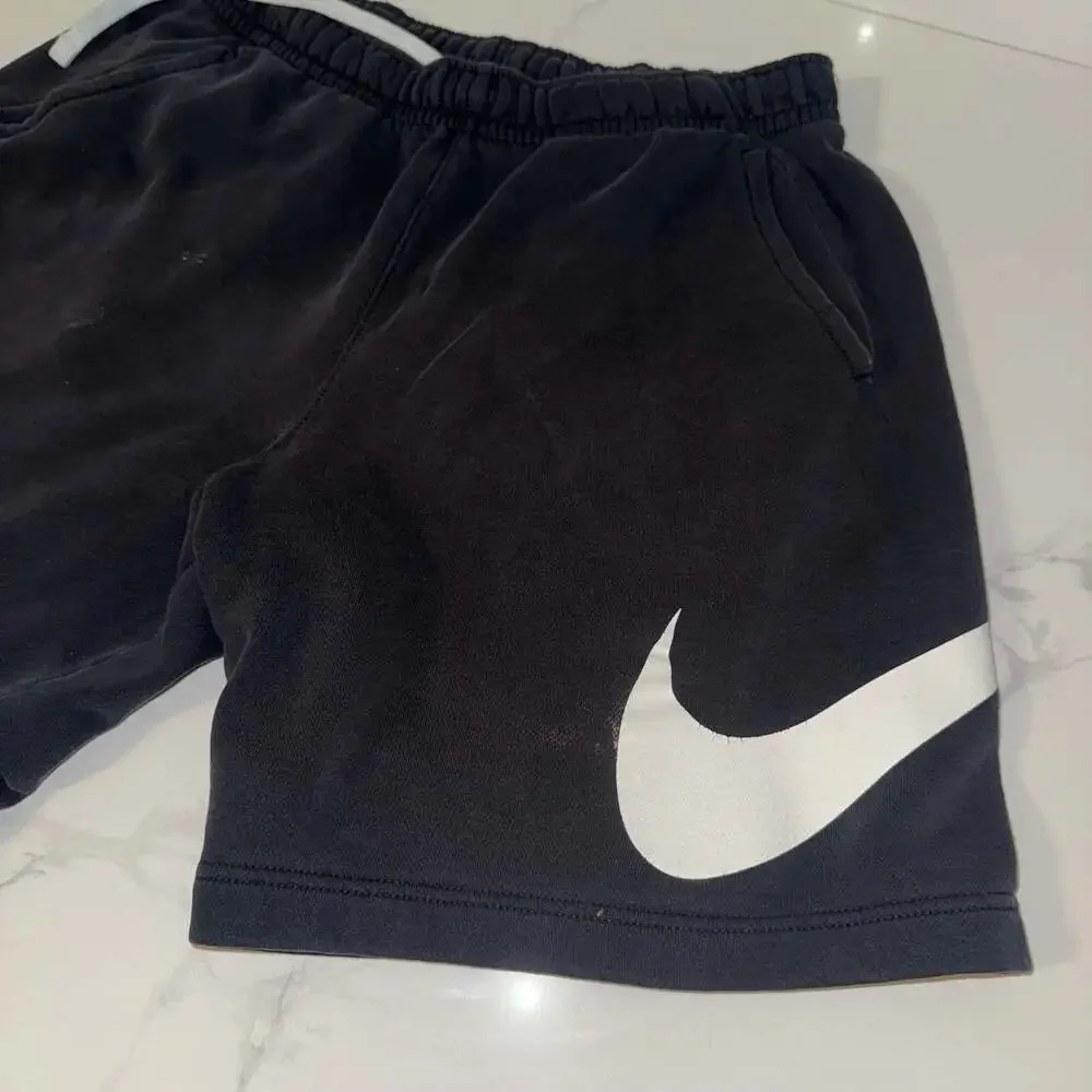 Nike Sportswear Swoosh French Terry Shorts Black White Men's Small